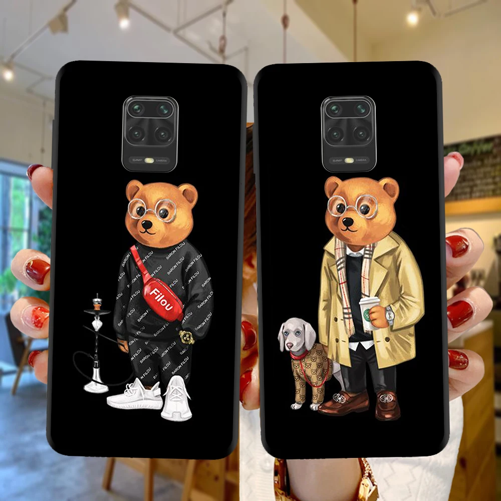 Модный брендовый защитный чехол с милым медведем для Xiaomi Mi 10T Lite 10 Redmi Note 9S 10S 8 9 Pro Max