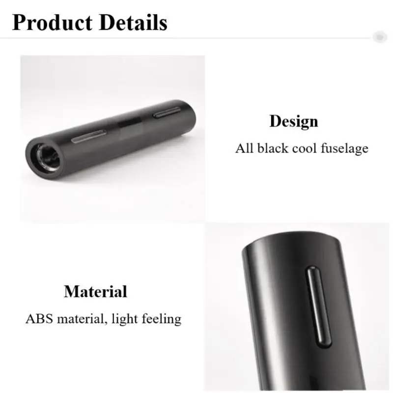 Полностью черный Электрический штопор с сухой батареей портативный для вина