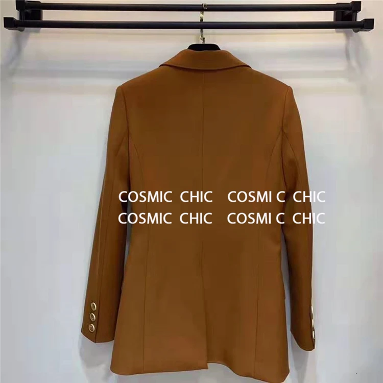 Cosmicchic осенний женский шерстяной Блейзер с длинным рукавом на одной пуговице клубный пиджак верблюжьего оттенка высокого качества Женский черный пиджак