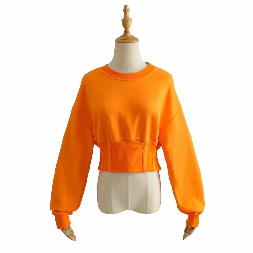 

High Quality Women Short Hoodie Long Sleeve Crop Top Pullover Clothing INS Fashion Streetwear Sweashirt Femme Chandails