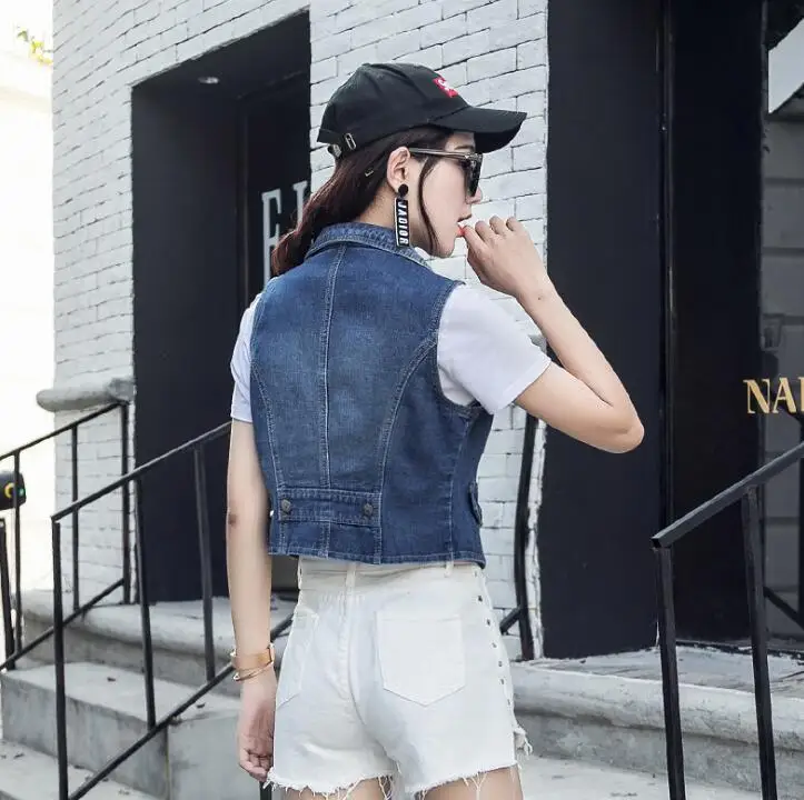 Классические винтажные джинсы для женщин Приталенный жилет весна лето женская