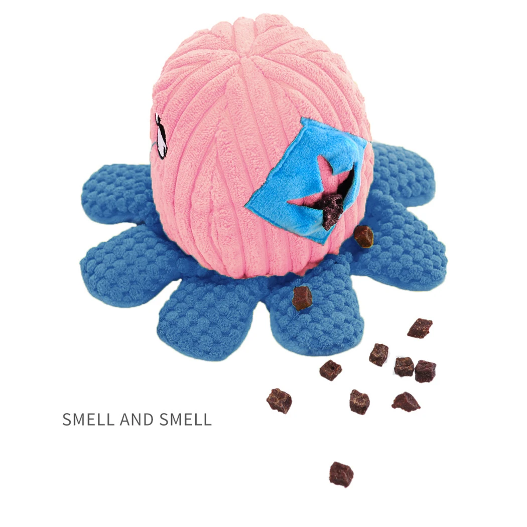 Игрушка из плюша для собаки розового цвета в форме осьминога со звуком, забавная интерактивная игра для кошек, грызуны для щенков, аксессуары