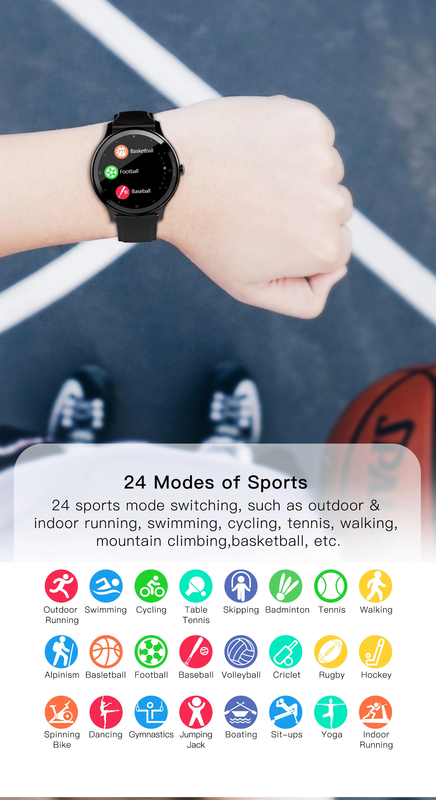 

IP68 Waterproof Smart Watch Heart Rate Pedometer Sports Assistant Full Touch Screen Men Women SmartWatch for Android ios