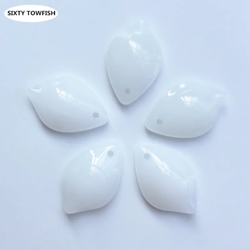 20 шт./лот 12x18 мм белый цвет чешский стеклянный бисер в форме листьев Пришивные