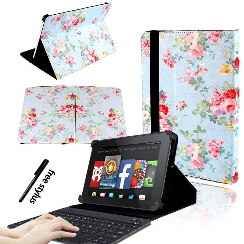 KK&LL для Amazon Fire HD 8(6th/7th/8th Gen, выпуск)-кожаный чехол-книжка для планшета+ bluetooth-клавиатура