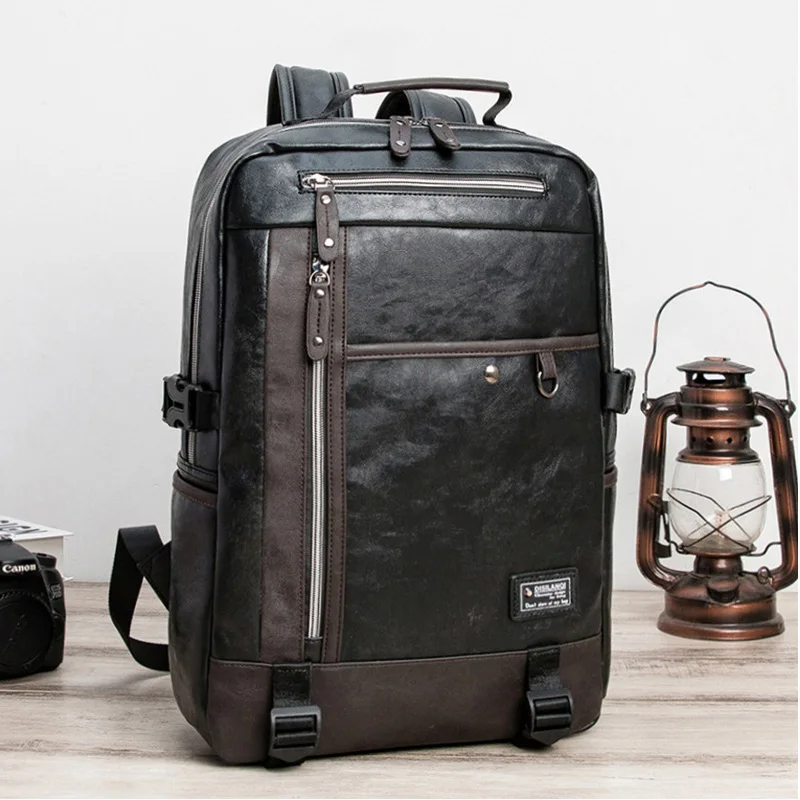 Рюкзак мужской школьный для ноутбука из искусственной кожи |