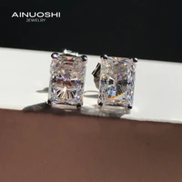 ainuoshi rectangle radiant cut 5x7mm sona diamond fashion simple stud earrings for exquisite 925 sterling silver jewelry gift
