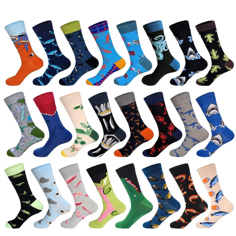LIONZONE недавно Для мужчин Хлопковые цветные детские носки &quotосьминог&quot Устрицы