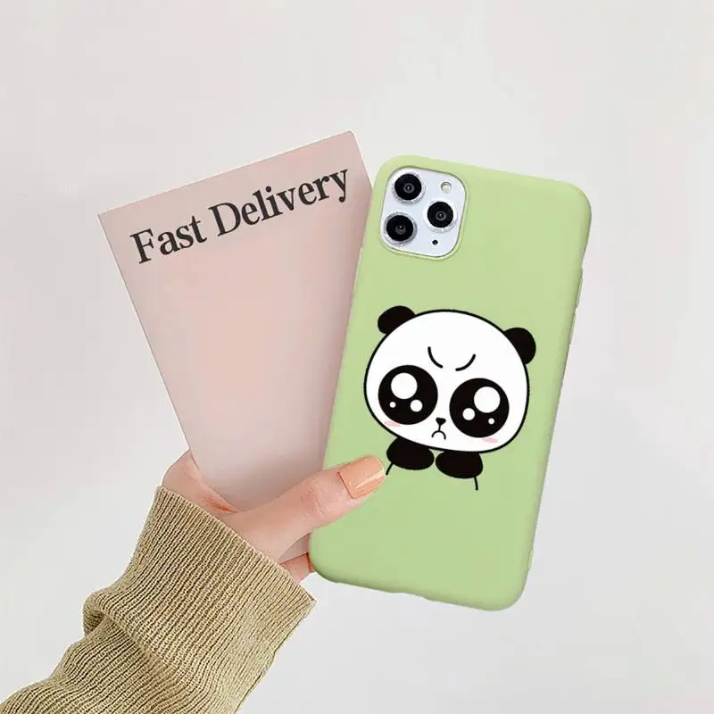 

Riccu cute Panda Bear Phone Case Candy Color for iPhone 6 7 8 11 12 s mini pro X XS XR MAX Plus