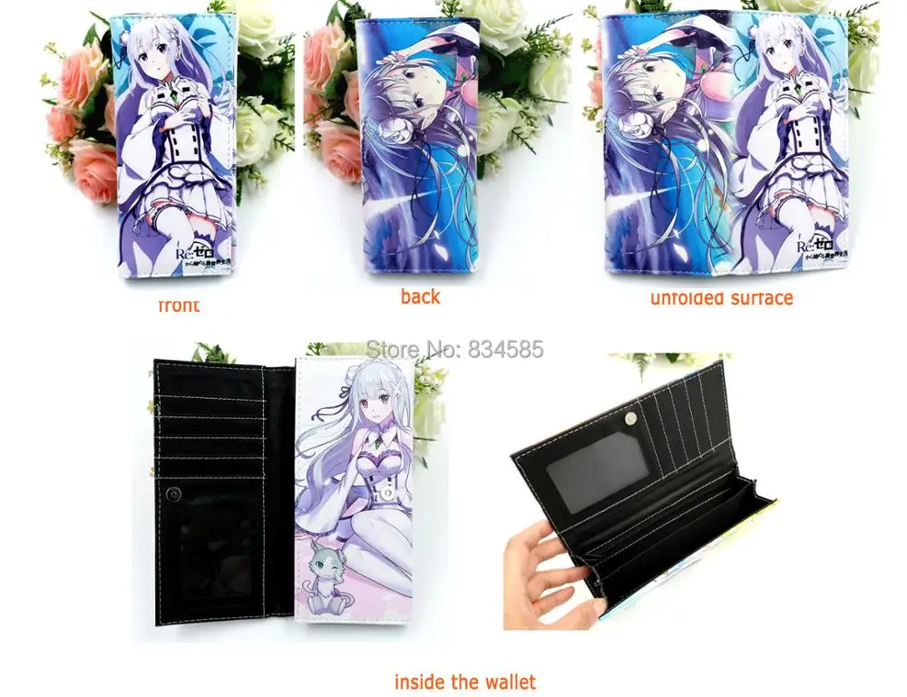 Аниме Re: жизнь в другом мире от zero Emilia из искусственной кожи Кошелек Длинный