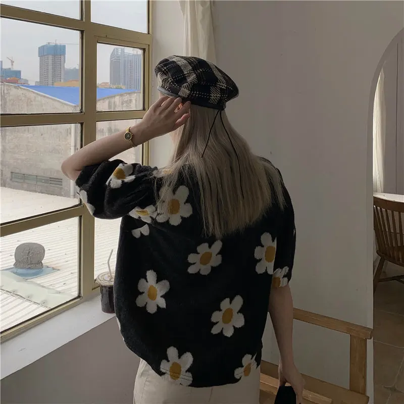 Женский лоскутный джемпер Alien Kitty Черный Повседневный пуловер в стиле ретро с