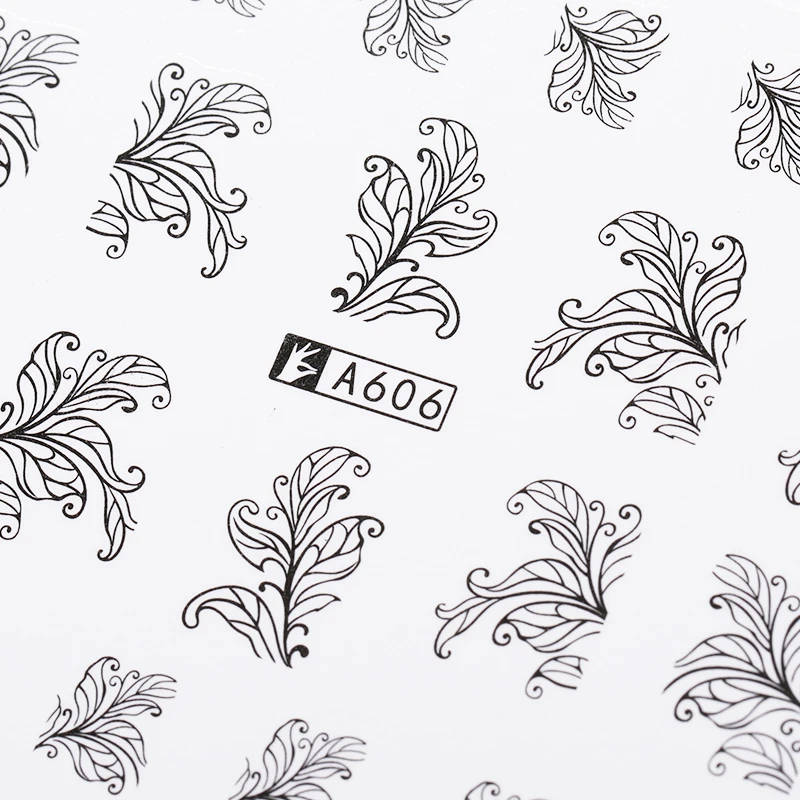 40 шт./упак. переводные наклейки на ногти смешанные узоры черный белый кружевной