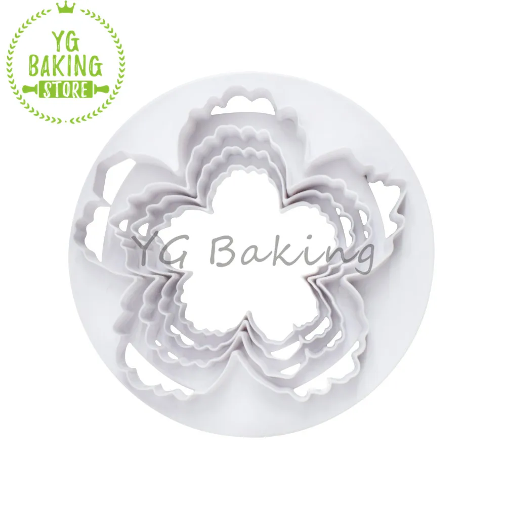 4pcs/Set Peony Flower Petal Shape Cutter Fondant Cake Sugar Paste Icing Cutting Tool Baking Accessories |