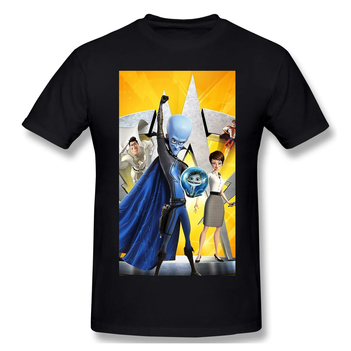 

MegaMindT-Shirt Men Top Quality 100% Cotton Short Summer Sleeve Megamind Metroman Casual Tshirt Loose