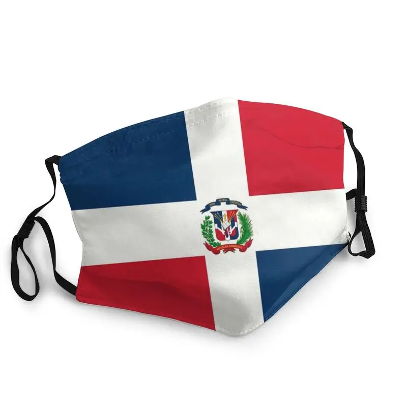 

Dominican Republic Flag Mask Dustproof Washable Face Mask Protection Cover Unisex Respirator Mouth-Muffle