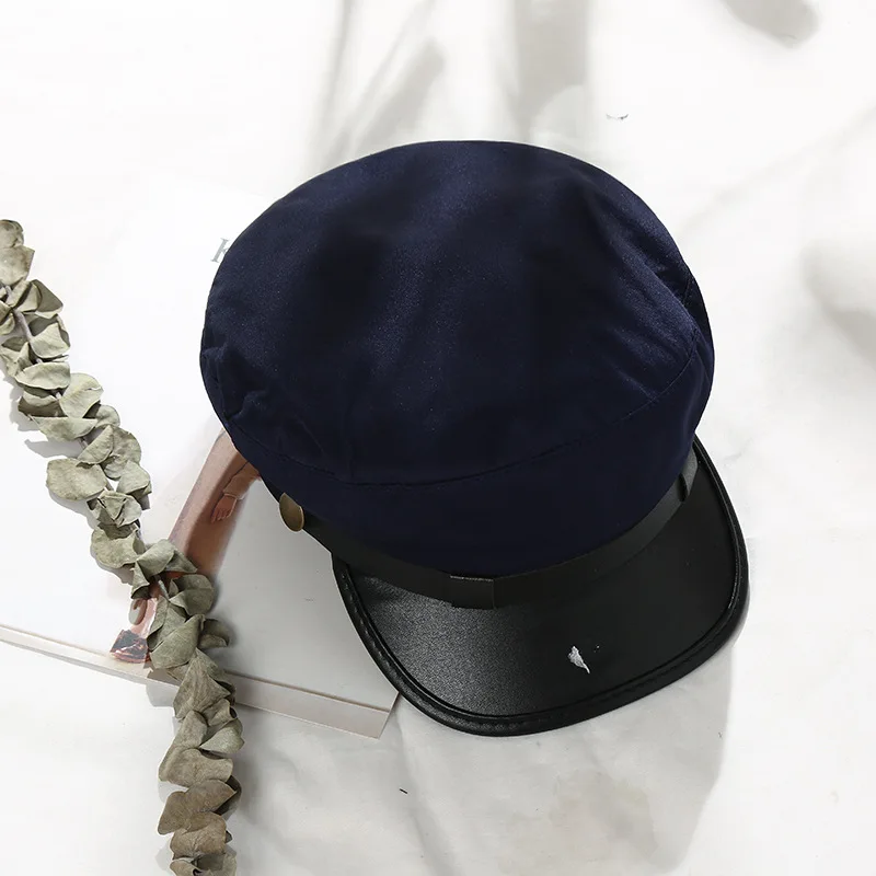 Модная военная шапка из искусственной кожи сезон осень-зима шерстяная