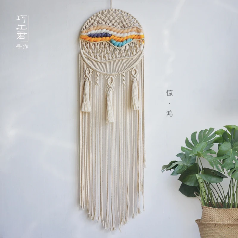 

Bohemian Dreamcatcher Tapestry Handwoven Porch Living Room Decoration Iceland Woolen Ornaments Tapestry Wall Hanging