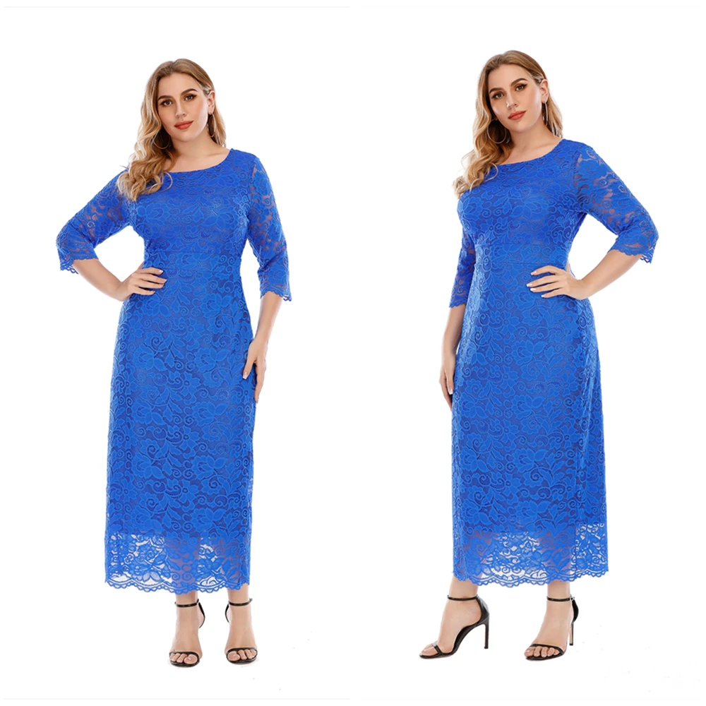 

2021 Spring Summer Hot Sale European And American Style Plus Size Lace Dress For Women
