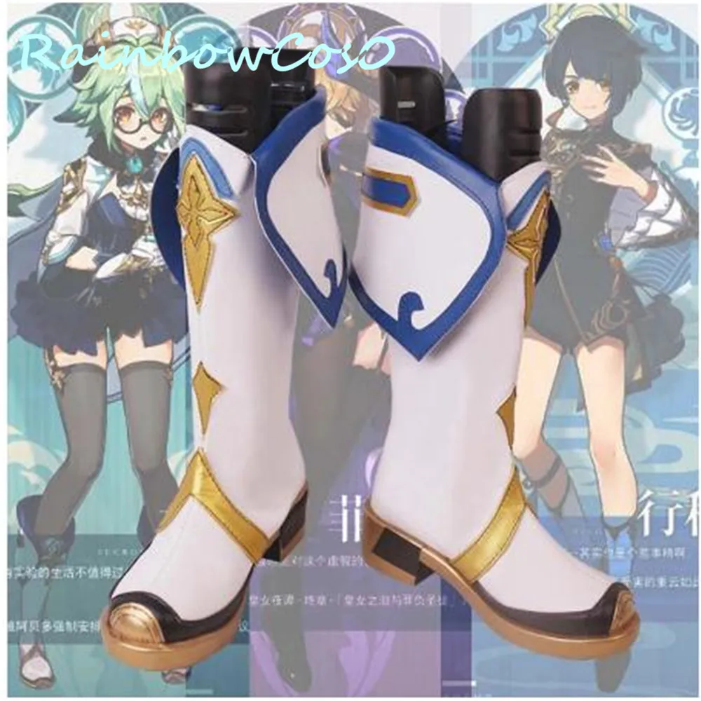 Genshin Impact Сапоги Sucrose Фиолетовые сапоги Обувь для косплея Игра Аниме Карнавал
