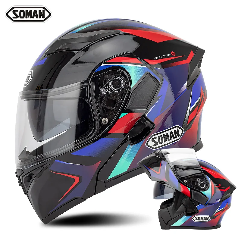 

Мотоциклетный шлем с откидной крышкой для мужчин и женщин, модульная защита на все лицо, козырек с открытым лицом, защитное снаряжение для м...