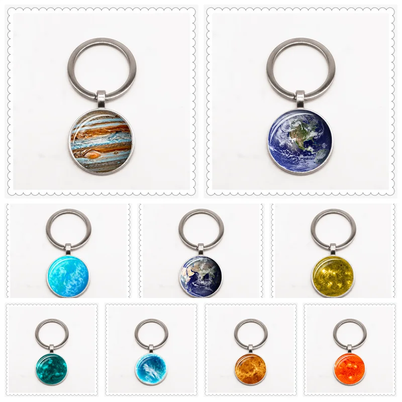 

Hot new Harajuku moon starry sky series keychain glass convex round pendant classic fashion men and women keychain gift
