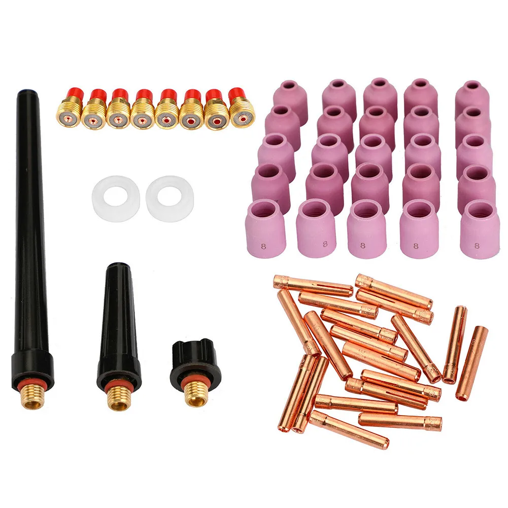 

58Pcs/set Tig Welding Torch Stubby Gas Lens Consumables Cup Kit Suitable For Wp-9/20/25 Welding Accessories