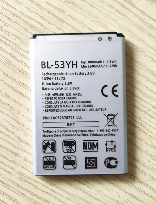 АЗК 3000 мА/ч BL 53YH Замена Батарея для LG G3 F400 F400K F460 F470 D830 D850 VS985 D851 D852 D855 D857 D858 D859