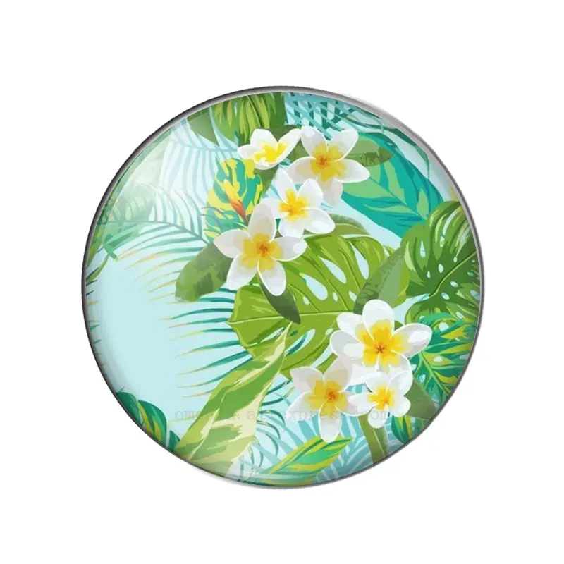 OMGALA тропический зеленый лист растения круглый стеклянный кабошон и