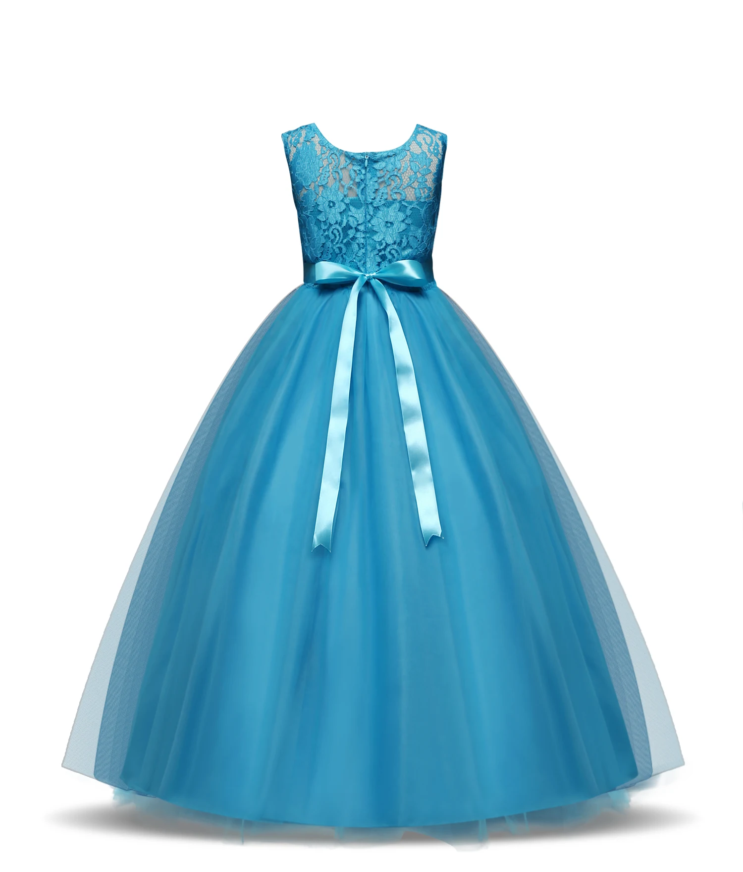 Платья принцессы для девочек однотонная летняя детская одежда дня рождения