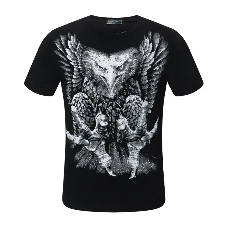 

PP SKULL New Solid Color T-shirt Fashion 3D Printed Diamond Animal Tops Men T-shirt Street Hip-Hop Sports Short-Sleeved