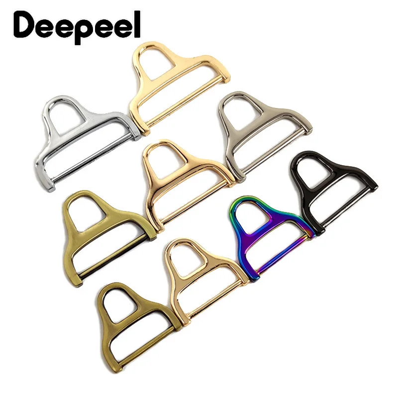 Deepeel 20pcs Metal Adjuster Buckle D Dee Ring Buckles Triangles with Bar Swivel Clip Loop for DIY Belt Bag Straps Accessories