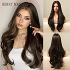 Длинные волнистые синтетические парики для женщин, темно-коричневые светлые натуральные волосы, термостойкие парики для ежедневного косплевечерние, Генри маргу