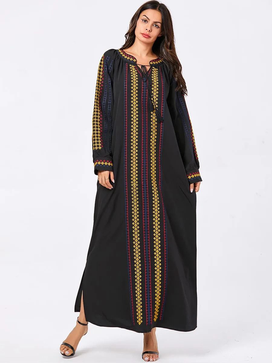 Мусульманское женское хиджаб с длинным рукавом макси платье абайя jalabiiya
