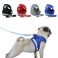 dog harness with leash summer pet adjustable reflective vest walking lead for puppy polyester mesh harness for small medium dog