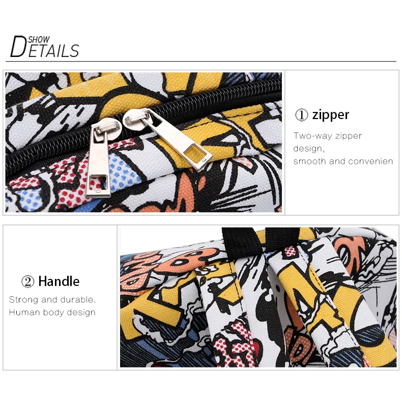 Новый рюкзак с рисунком уличного граффити холщовый для девочек Женская лучшая