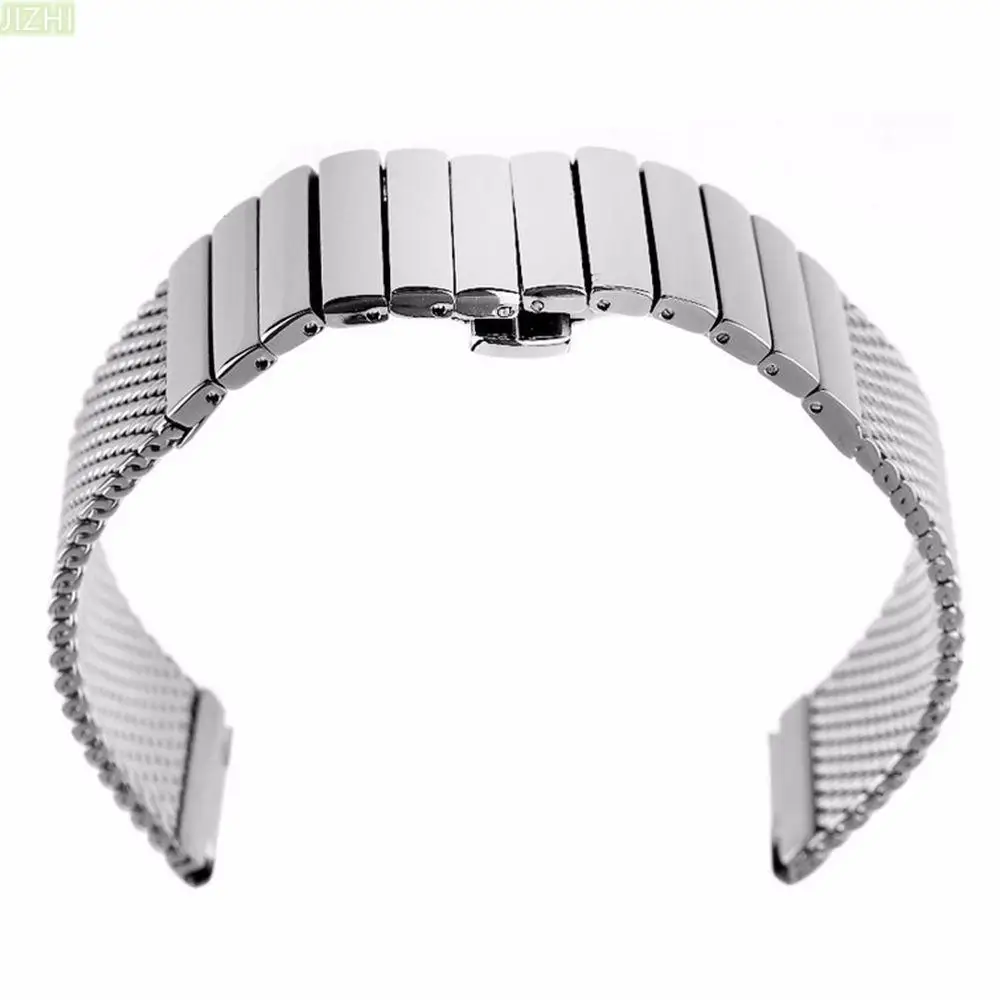 

20/22mm Width 18.5CM/7.28" Length Milanese Mesh Web+Strip Stainless Steel Watch Band Strap Bracelet