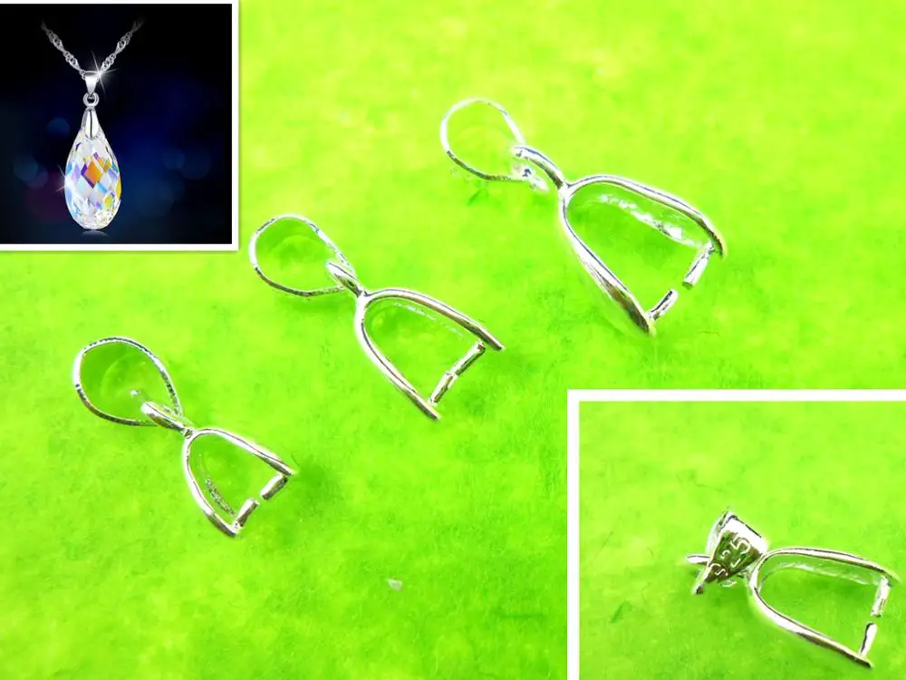 Зажим для бижутерии ручной работы, 925 пробы, размер L 7x17 мм, 20 шт.