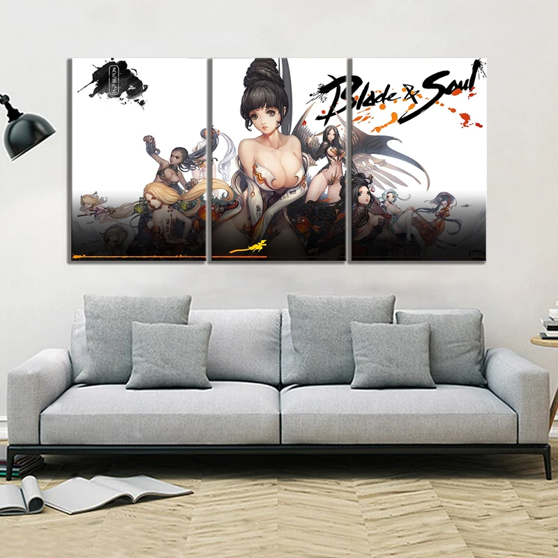 3pcs Game Grils Sexy Picture Blade &amp Soul Poster Artwork Painting for Bedroom Wall Decor | Calligraphy