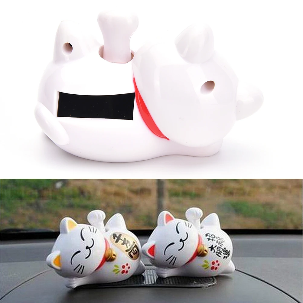 Новый на солнечных батареях 4 Maneki Neko Lucky машет Маня Фортуна кошка декор автомобиля