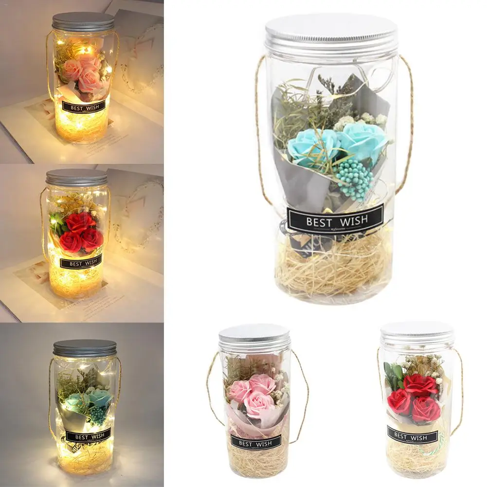 

Night Light Rose in Glass Wishing Bottle Night Lamp Decor for Valentine's Day Wedding Gift