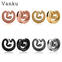 vanku 2pcs stainless steel snake saddle ear plugs tunnels ear piercing plugs stretchers body jewelry gauges tunnels expanders