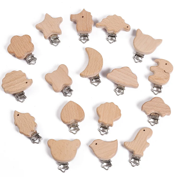 

5Pcs Various Animal Beech Wood Products DIY Grinding Bar Accessories Baby Creative Pacifier Chain