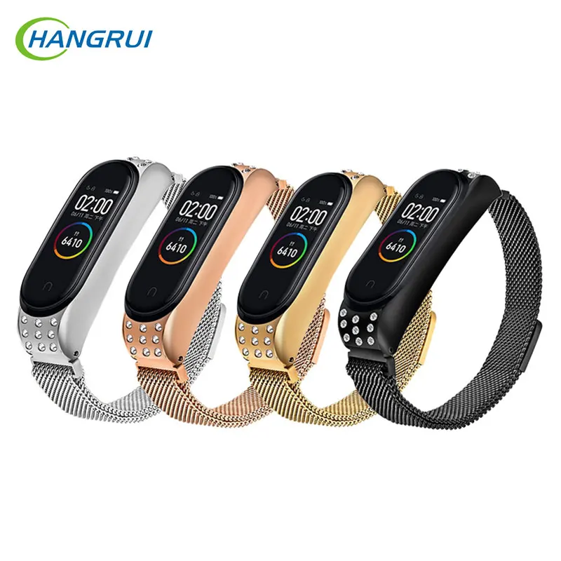 Hangrui новинка ремешок для Xiaomi mi 4 3 Смарт часы Band магнитный алмазный браслет на