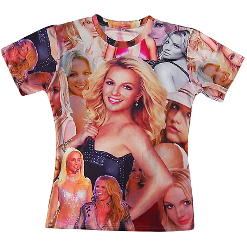 Летняя Повседневная футболка с 3d рисунком суперзвезды Пари пилтон/Бритни