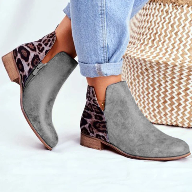 2020 Женские винтажные туфли с леопардовым принтом ботинки на низком каблуке в