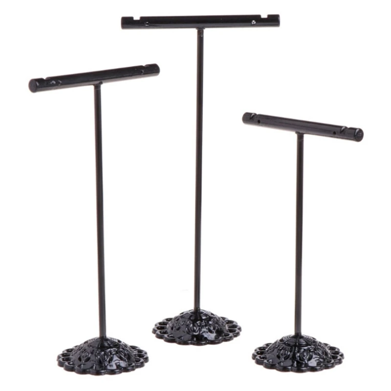 

Portable Earring Jewelry Display Rack Metal Stud Necklace Organizer Ornament T Bar Hanger Showcase Holder Stand