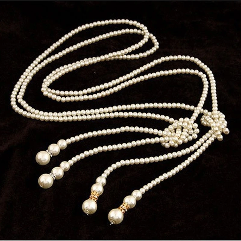 Ожерелье женское из искусственной кожи с длинными бусинами| |