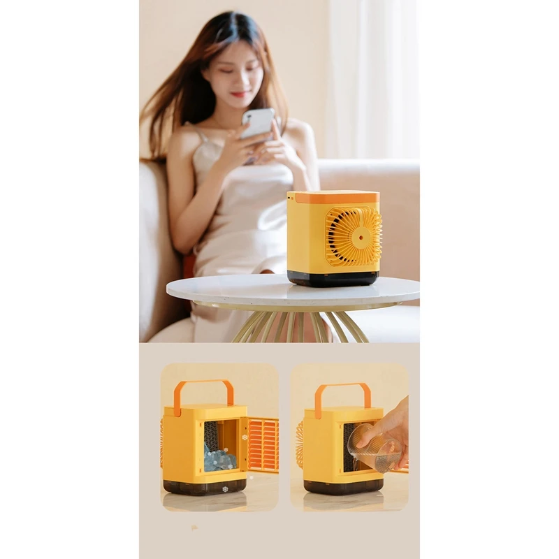 

Air Cooler Fan Mini Desktop Air Conditioner with Night Light Office USB Water Cooling Fan Bedroom Humidifier