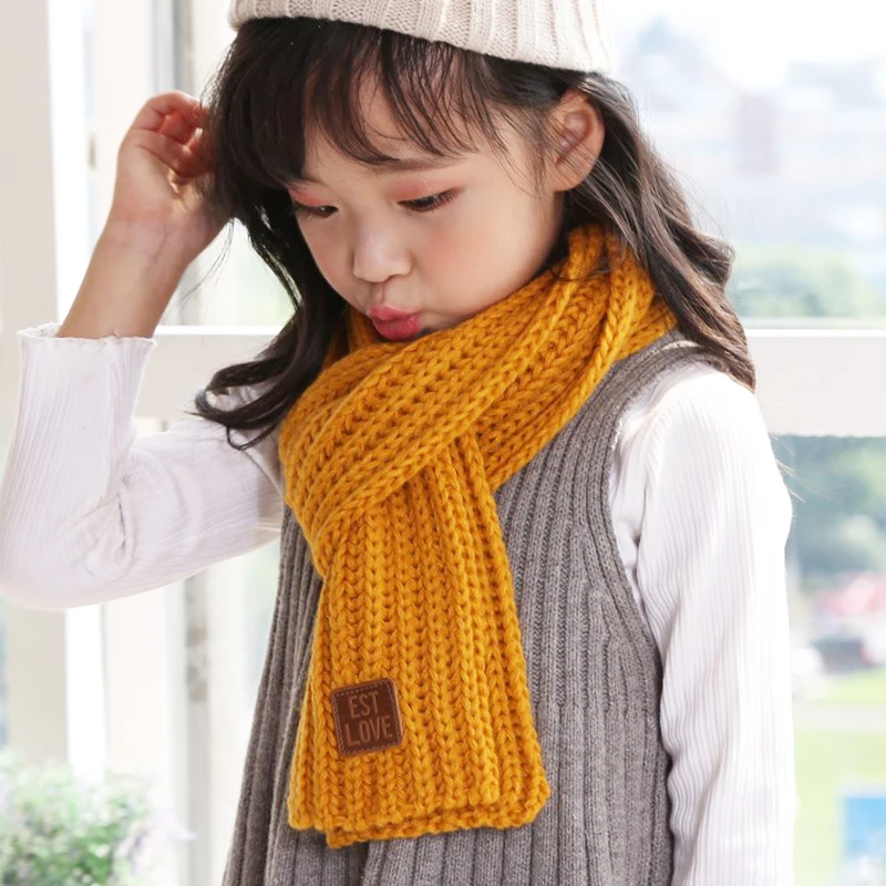 Baby Scarf Ear Warmer For Children Autumn Winter Scarves Woolen Knitted Girls Boy Sold Color Scarf Infant Neck Wrap