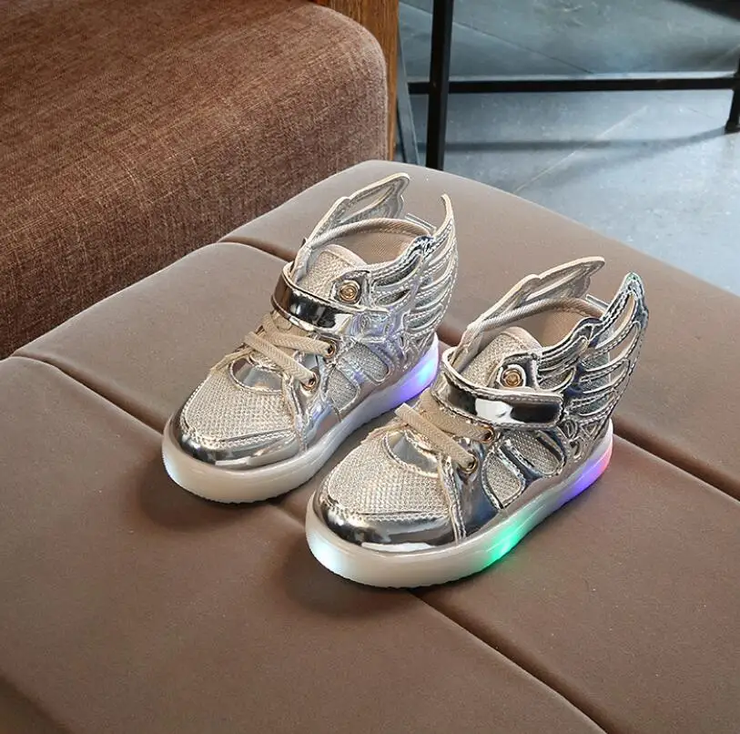 Детская спортивная обувь с крыльями светильник светящиеся кроссовки для